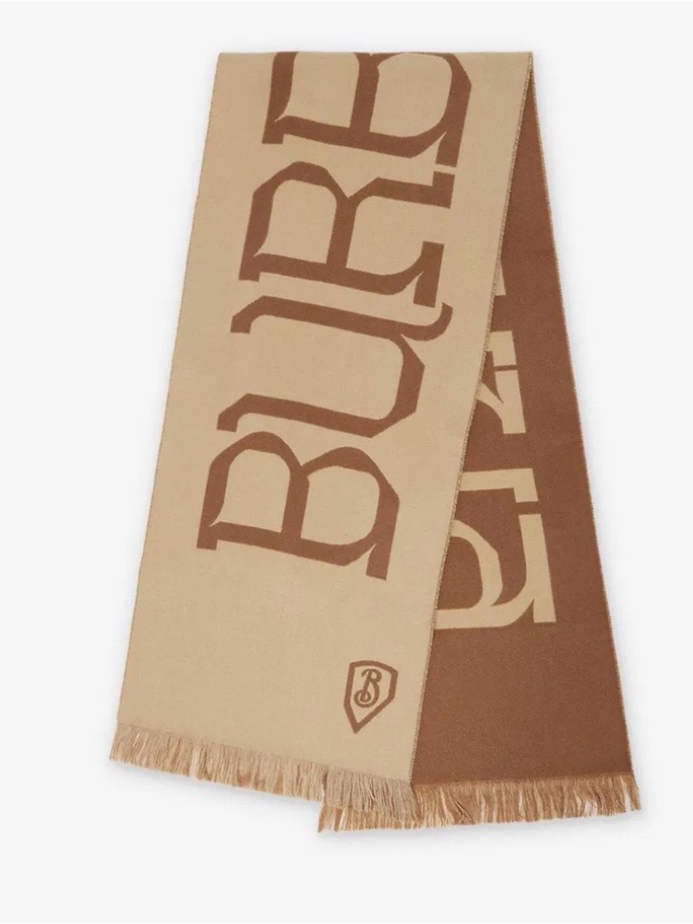 Burberry Two-Tone Beige & Camel Logo Scarf